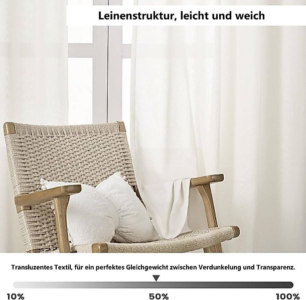 Woltu Gardine (1 St), Ösen, halbtransparent, Vorhänge Leinenoptik günstig online kaufen