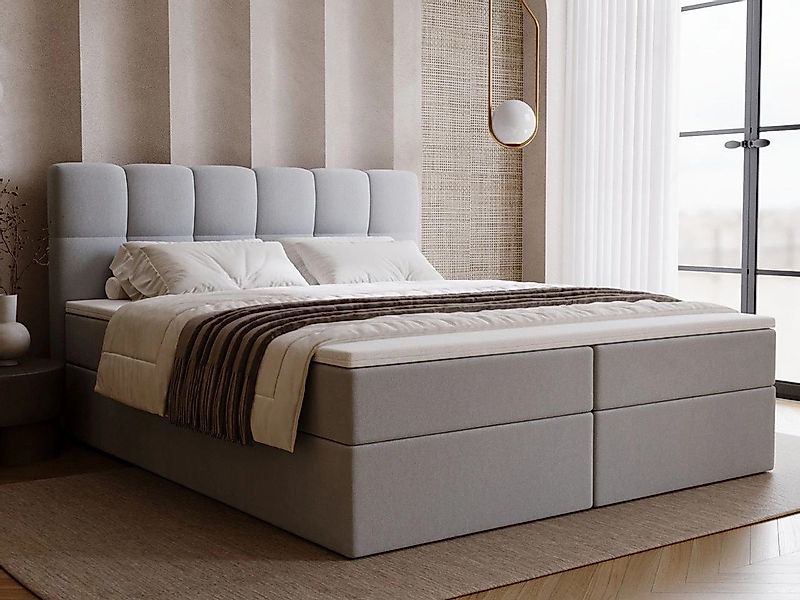 GrainGold Boxspringbett mit Bettkästen MAISON, Bett mit Kopfteil - 200x200 günstig online kaufen
