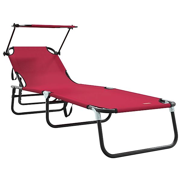 vidaXL Faltbare Sonnenliege mit Sonnendach Rot 600D Oxford-Stoff 42003130 günstig online kaufen