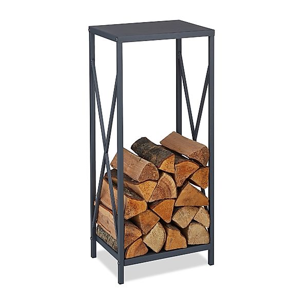 relaxdays Kaminholzregal Graues Kaminholzregal aus Stahl, günstig online kaufen