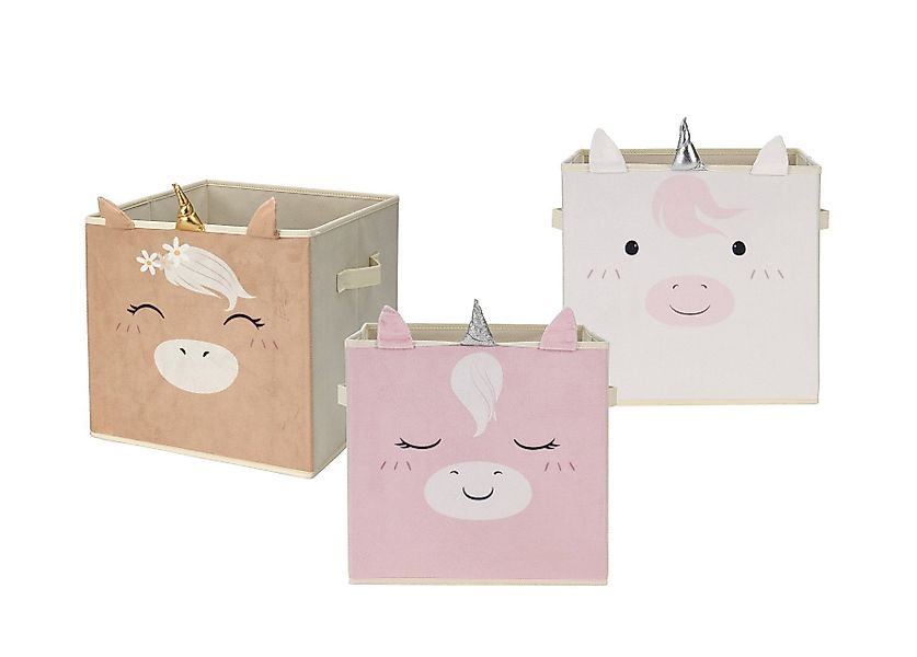 Spetebo Regalkorb Einhorn Aufbewahrungs Box 3er günstig online kaufen