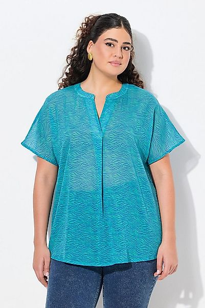 Ulla Popken Tunika Bluse Zebramuster A-Linie V-Ausschnitt Halbarm günstig online kaufen