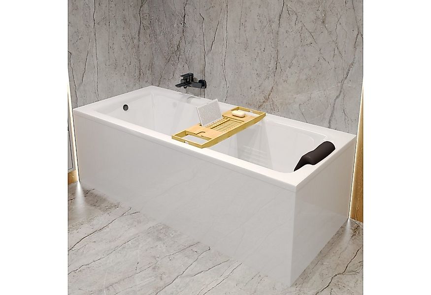 KOLMAN Badewanne Rechteck TALIA 130x70 mit AcrylSchürze + Bambus Ablage + K günstig online kaufen
