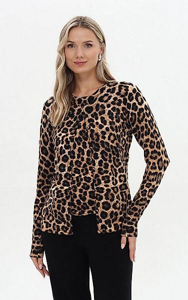Passioni 2-in-1-Strickjacke mit Allover-Leoprint günstig online kaufen