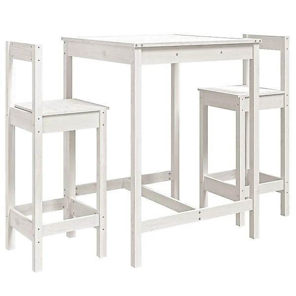 vidaXL 3-tlg Gartenbar-Set Weiß Massivholz Kiefer Modell 1 günstig online kaufen