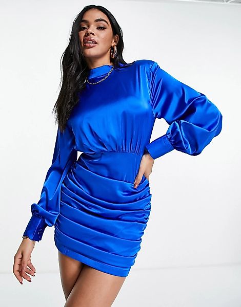In The Style x Billie Faiers – Hochgeschlossenes Minikleid in Kobaltblau mi günstig online kaufen