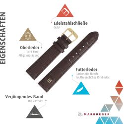 MARBURGER Uhrenarmband 12mm Leder Alligator Prägung günstig online kaufen