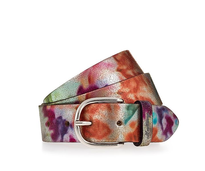 MUSTANG Ledergürtel (1-St) Mit floralem Print und Schließe in poliertem Sil günstig online kaufen