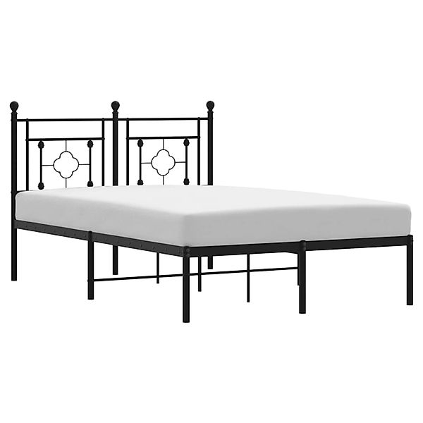 vidaXL Bettgestell, Bettrahmen mit Kopfteil Metall Schwarz 120x190 cm günstig online kaufen