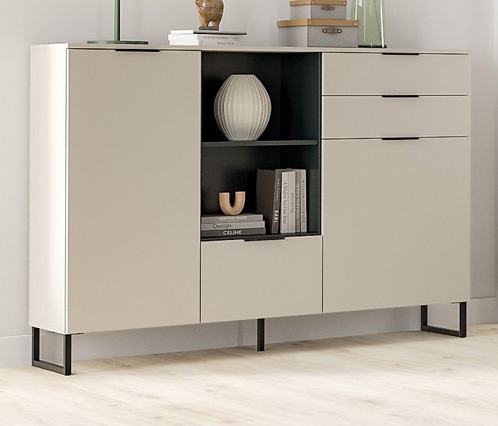 Inn.Furn Highboard Morena (Sideboard in Sand / Kaschmir, 3-türig, 150 x 112 günstig online kaufen