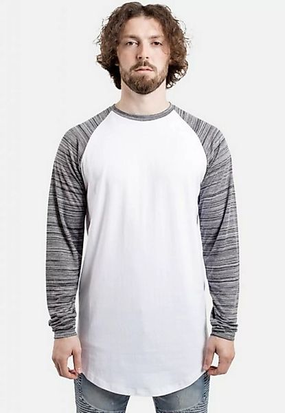 Blackskies T-Shirt Baseball Longshirt T-Shirt Weiß Blau Melliert Medium günstig online kaufen