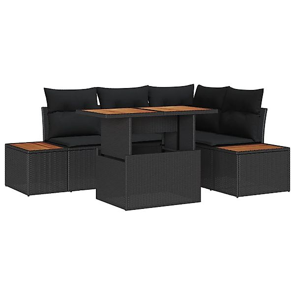 vidaXL Garten-Sofa-Set mit Speicher 5-Tlg Schwarz Poly Rattan 3358802 günstig online kaufen