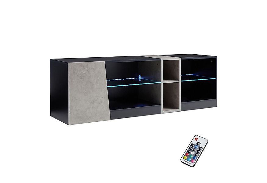 Mondeer Lowboard LED TV-Schrank, Breite 140cm mit 5 offenen Fächern und 1 T günstig online kaufen