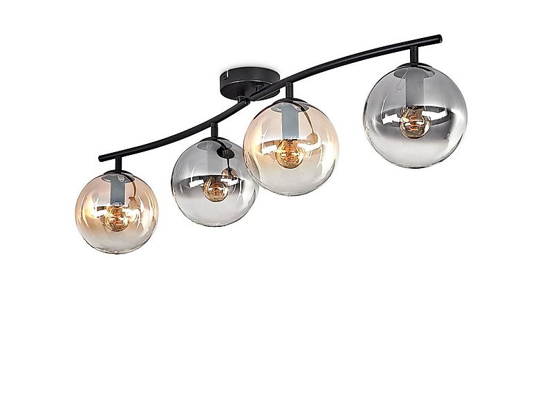 hofstein Deckenleuchte Deckenlampe aus Metall/Glas in Schwarz/Klar, ohne Le günstig online kaufen