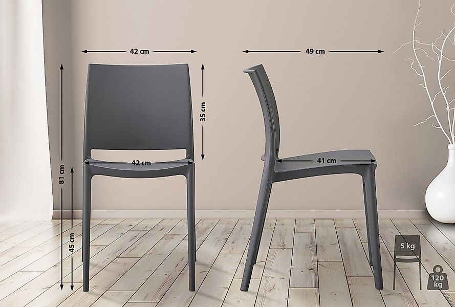 CLP Gartenstuhl Meton (2er Set), Kunststoff, günstig online kaufen