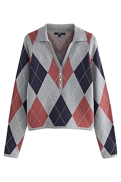 Next Polokragenpullover Weiches, geknöpftes Polooberteil mit V-Ausschnitt ( günstig online kaufen