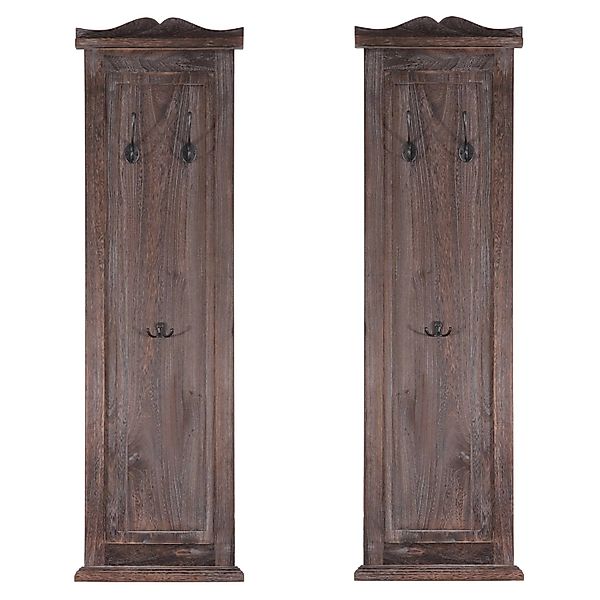 BERLINLODGE Garderobe 2er-Set 109x28x5,5cm Wandhaken Holz Braun Shabby günstig online kaufen