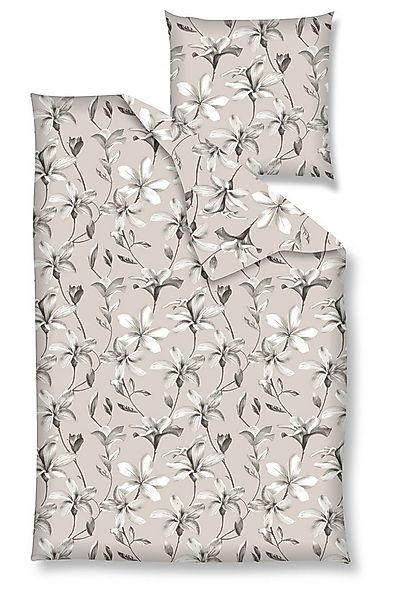 Nanette Bettwäsche Baumwolle, Renforcé, 2 teilig, Blumen und Blätter, beige günstig online kaufen