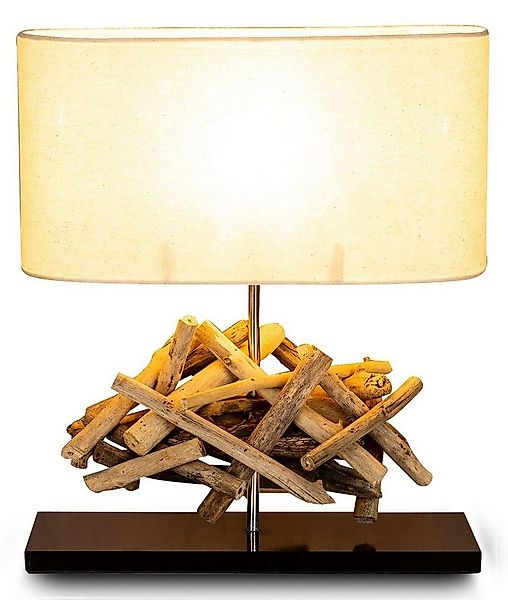 Levandeo® Nachttischlampe, Tischlampe Höhe 42cm Treibholz Tischleuchte Holz günstig online kaufen