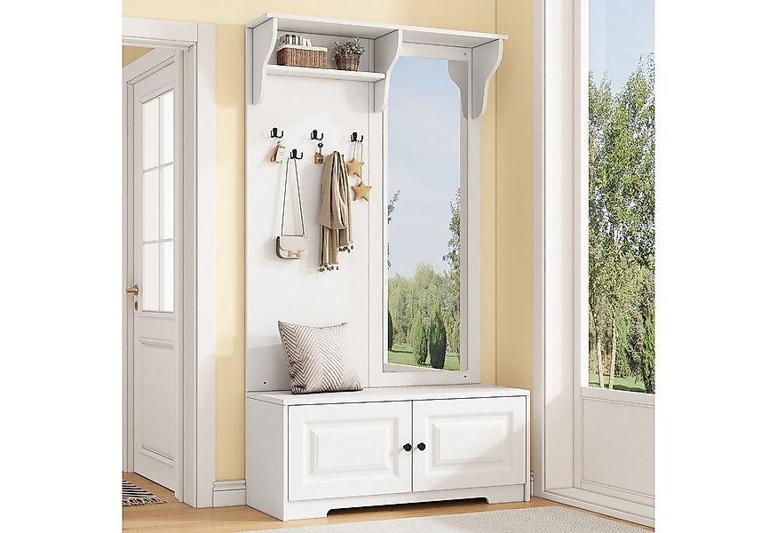 Merax Garderoben-Set mit Spiegel, (1-St., Garderobenkombination für stilvol günstig online kaufen