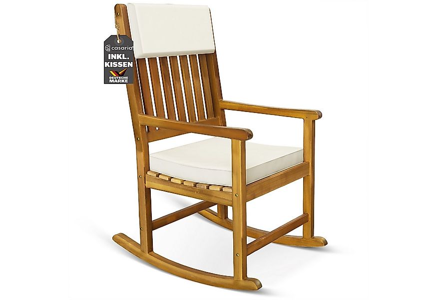 Casaria Schaukelstuhl, Gartenstuhl Holz Creme 160kg Belastbar Garten Balkon günstig online kaufen