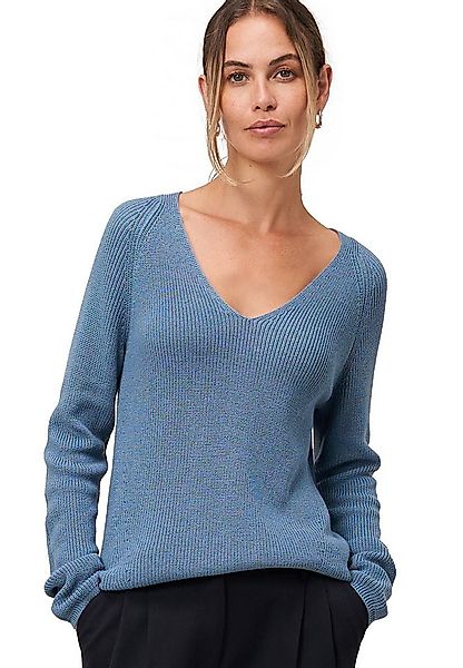 Zero Strickpullover Damen Strukturpullover mit V-Ausschnitt (1-tlg) Plain/o günstig online kaufen