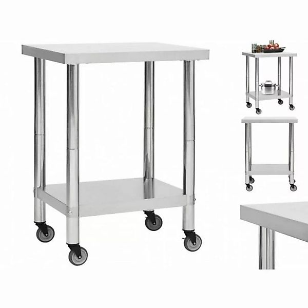 vidaXL Unterschrank Küchen-Arbeitstisch mit Rollen 80x30x85 cm Edelstahl günstig online kaufen