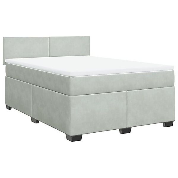 vidaXL Bett Boxspringbett mit Matratze Hellgrau 140x190 cm Samt günstig online kaufen
