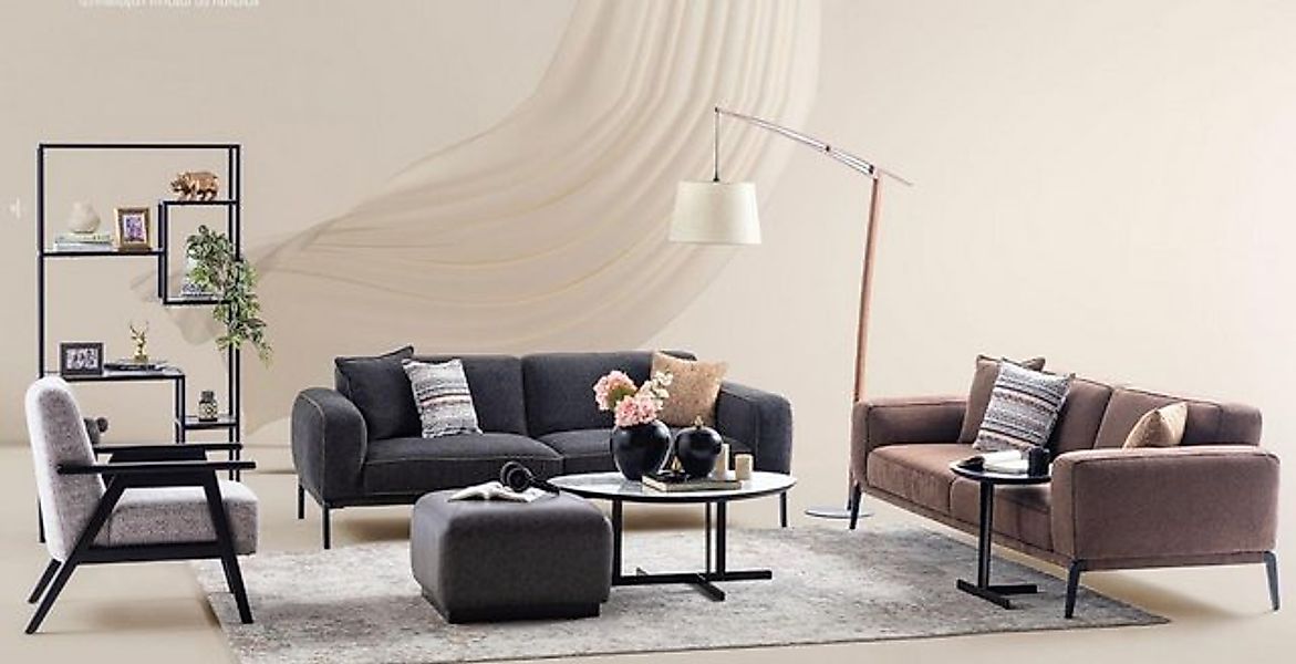 Xlmoebel Sofa Sofa-Set mit drei Sitzplätzen, Sessel und Stoffsofa in vier T günstig online kaufen