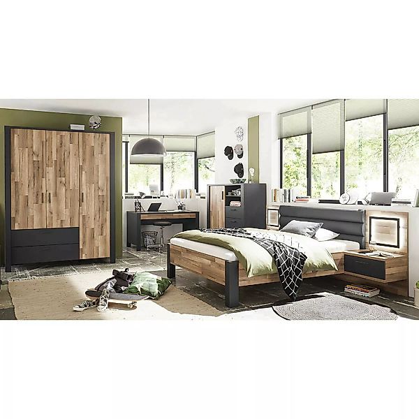 Jugendzimmer komplett Set im modernen Design DARWIN-78 in Montana Eiche Nb. günstig online kaufen