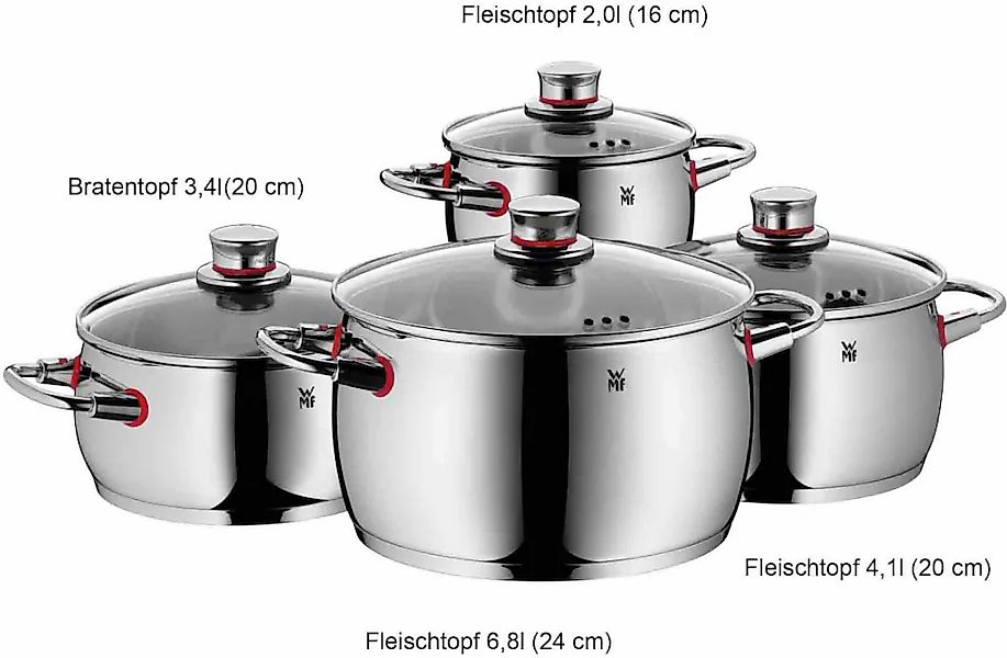WMF Topf-Set »Quality One«, 8 teiliges Kochtopf Set mit Glasdeckel, Cromarg günstig online kaufen