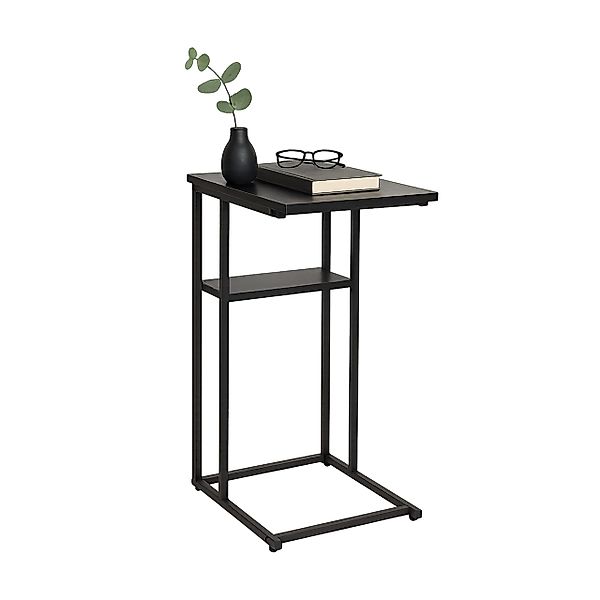 relaxdays Beistelltisch mit 2 Ablage, schwarz günstig online kaufen
