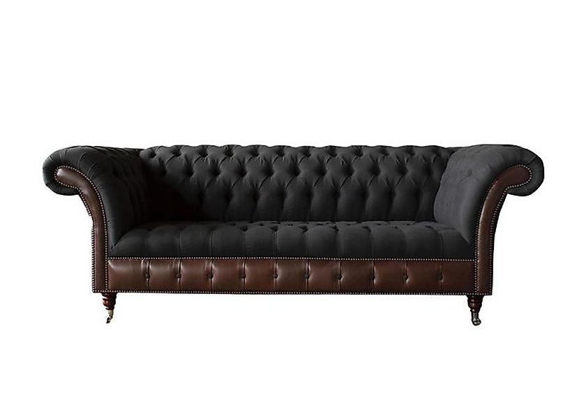 Xlmoebel Chesterfield-Sofa Neues Ledersofa im Design aus schwarzen Stoffen günstig online kaufen