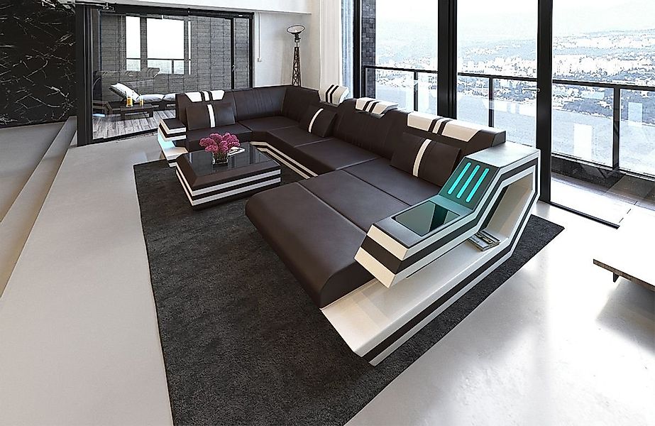 Sofa Dreams Wohnlandschaft Leder Sofa Ledercouch Ravenna U Form Ledersofa, günstig online kaufen