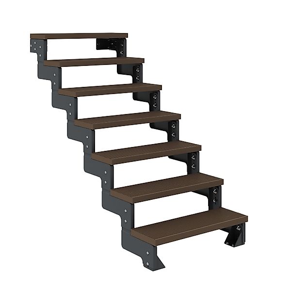 Dolle Außentreppe Gardentop Anthrazit 7 Stufen 80 cm Braun Ohne Geländer günstig online kaufen