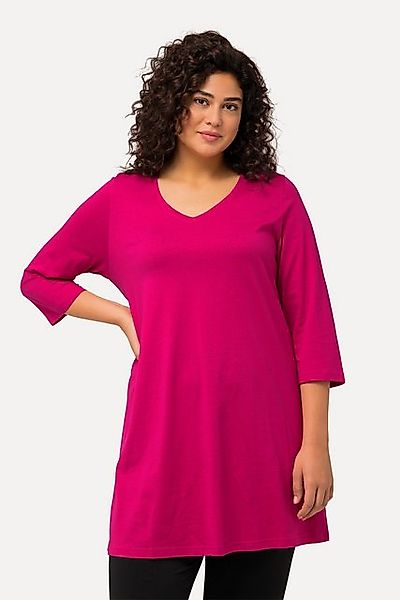 Ulla Popken Longshirt Longshirt A-Linie V-Ausschnitt 3/4-Arm günstig online kaufen
