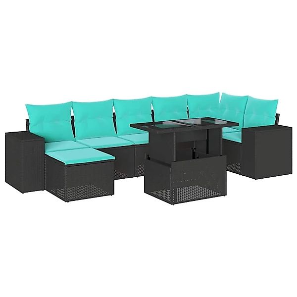 vidaXL 8-Tlg Gartensofa-Set mit Kissen Schwarz Polyrattan 3269317 günstig online kaufen