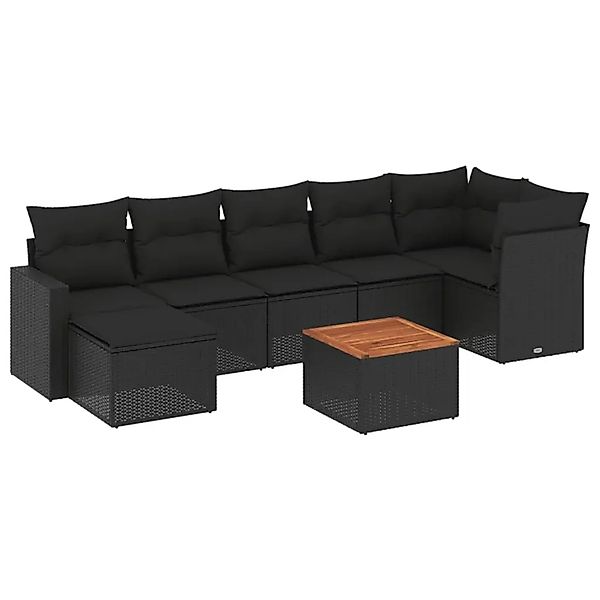 vidaXL 8-Tlg Garten-Sofagarnitur mit Kissen Schwarz Poly Rattan 3256559 günstig online kaufen