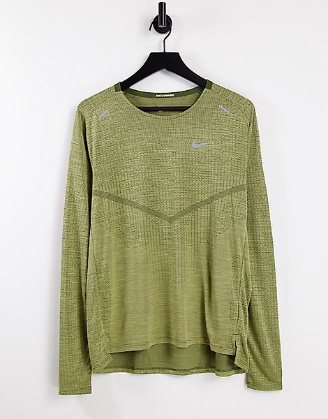 Nike Running – Techknit Ultra Advanced Dri-FIT – Langärmliges Shirt in Khak günstig online kaufen