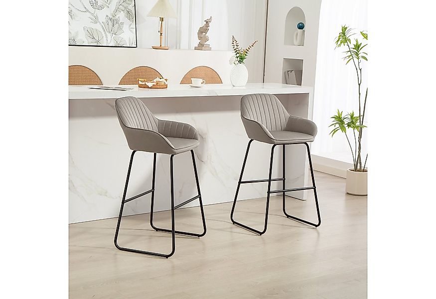 HOMCOM Barhocker mit Stoffbezug, Metallbeinen (Polsterhocker, 2 St., 2er-Se günstig online kaufen