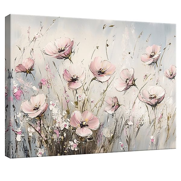 Wallarena Leinwandbild Blumen Wiese Pastell Beige günstig online kaufen