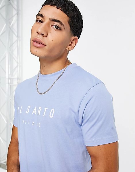 Il Sarto – T-Shirt in Blau mit Logo, Kombiteil günstig online kaufen