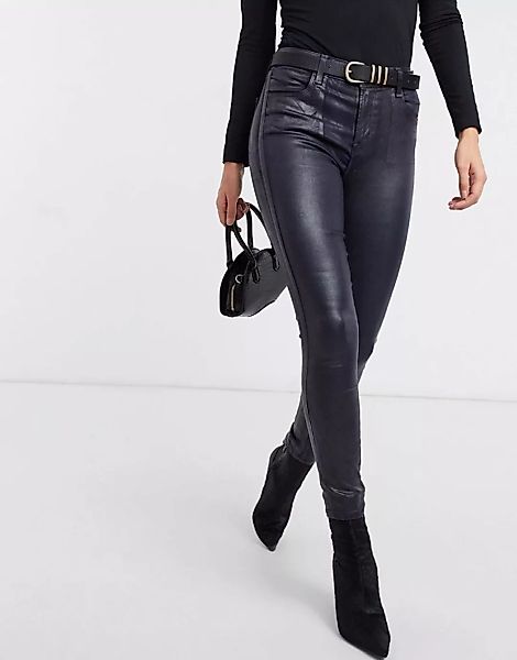 J Brand – Alana – Eng geschnittene Jeans mit hohem Bund in Lederoptik in Ma günstig online kaufen