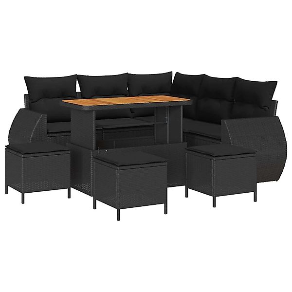 vidaXL Gartensofa-Set mit Kissen 9 Stk Schwarz Poly-Rattan 3363829 günstig online kaufen