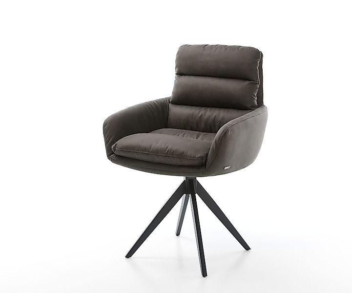 Esszimmerstuhl Abelia-Flex mit Armlehnen Mikrofaser Anthrazit Vintage Kreuz günstig online kaufen