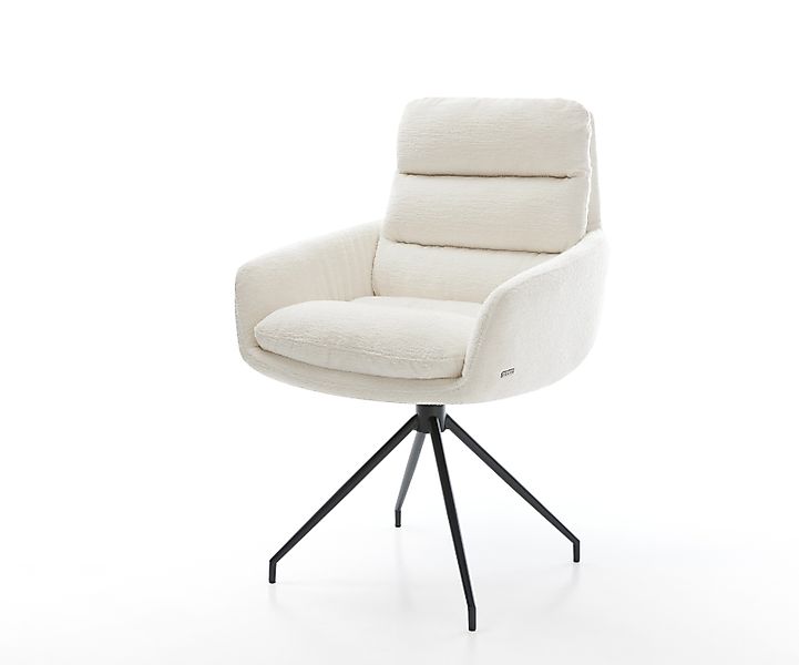 Esszimmerstuhl Abelia-Flex mit Armlehnen Bouclé Soft Beige Kreuzgestell kon günstig online kaufen