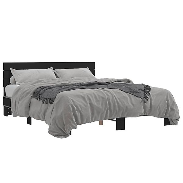 vidaXL Bettgestell Schwarz 150x200 cm Holzwerkstoff und Metall 3280142 günstig online kaufen