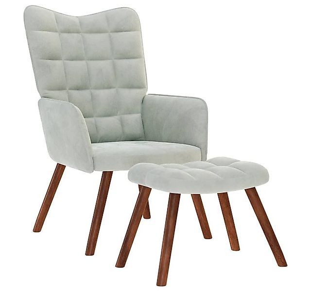 vidaXL Sessel Relaxsessel mit Hocker Hellgrau Samt (1-St) günstig online kaufen