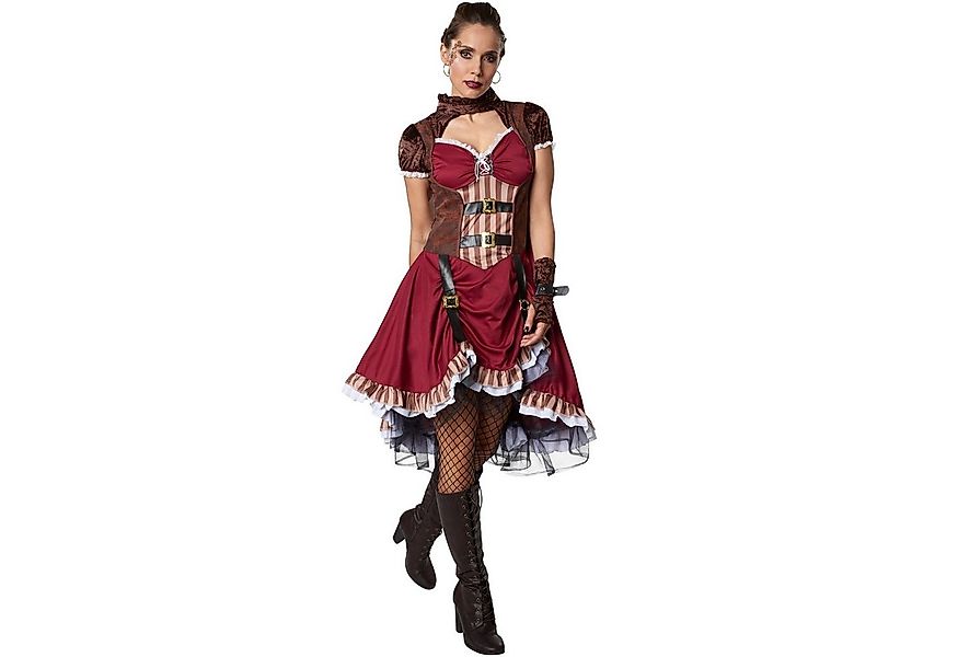 dressforfun Kostüm Frauenkostüm Steampunk Edelfrau, Kurzärmeligen Satinklei günstig online kaufen