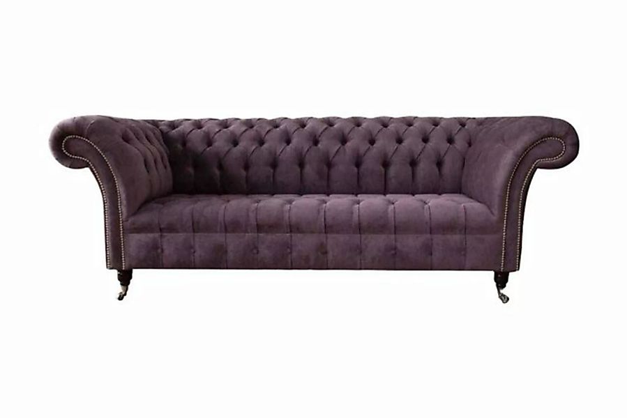 JVmoebel Sofa Chesterfield Sofa Couch Polster 3 Sitzer Lila Textil Stoff So günstig online kaufen